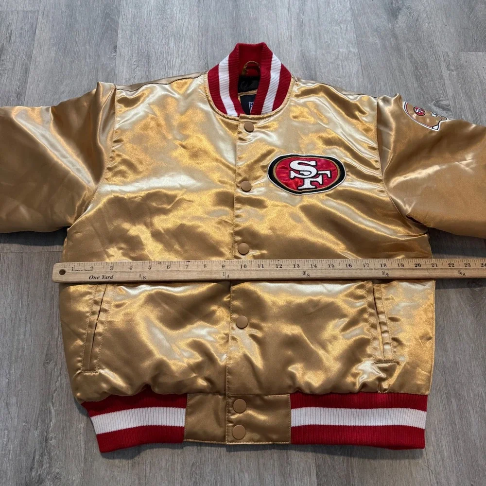 NFL San Francisco 49ers Satin Varsity Jacket Gold youth XL Forty Niners Bomber